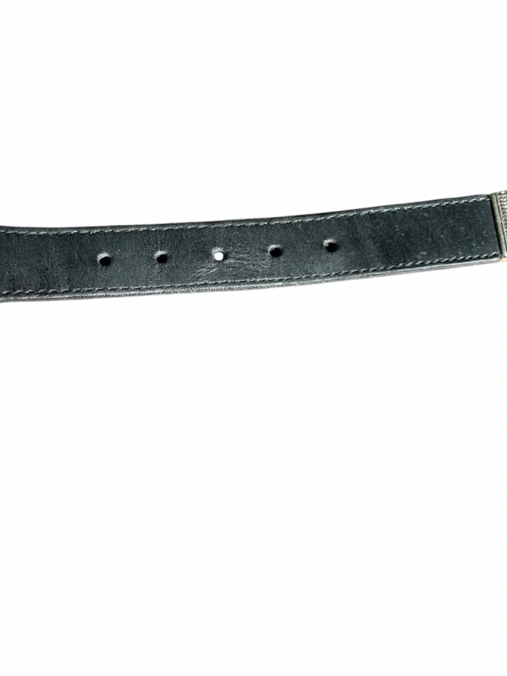 CABELA’S BLACK LEATHER BELT WITH SILVER ANIMAL CONCHOS – VINTAGE 1991 MEDIUM